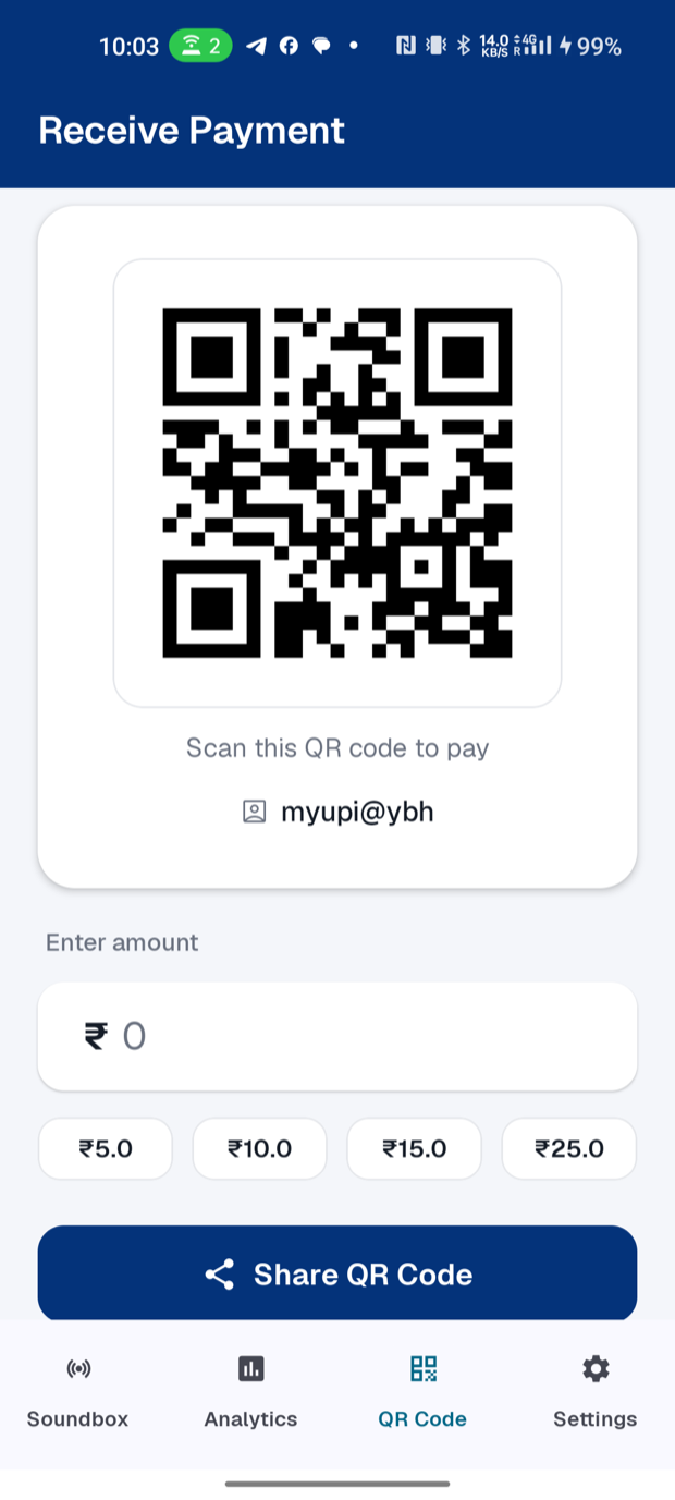 Receive payments with your own UPI QR code